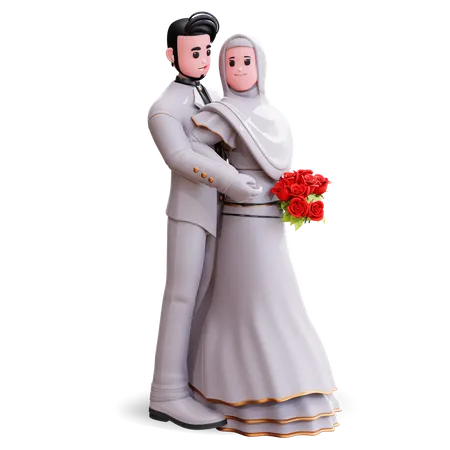Beautiful Wedding Couple 3D Illustration