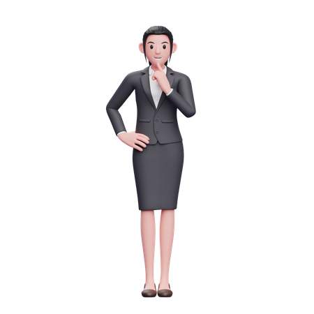 Beautiful Woman In Formal Clothes Thinking 3D Illustration