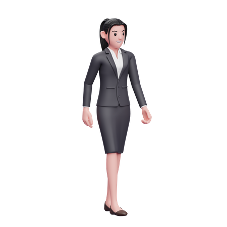 Beautiful Woman In Formal Clothes Walking Pose 3D Illustration