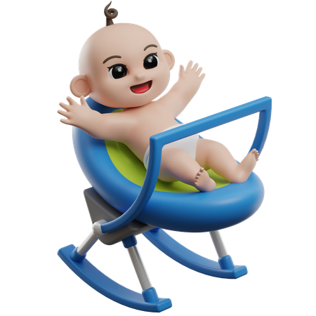 Bébé dans une chaise à bascule  3D Illustration