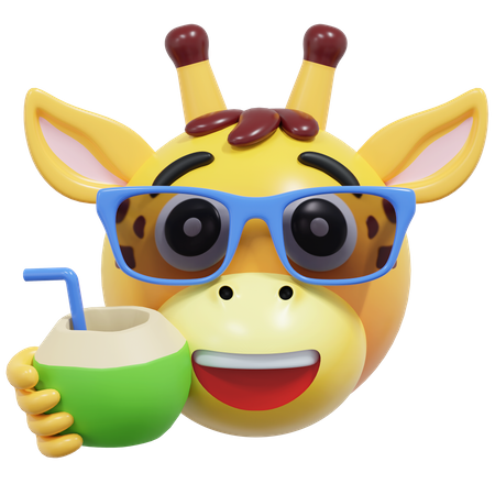 Beber emoticon de girafa de coco  3D Icon
