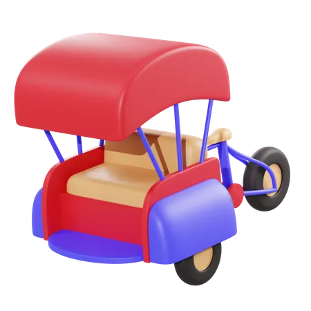 Becak Auto Rickshaw  3D Illustration