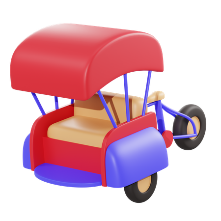 Becak Auto Rickshaw  3D Illustration