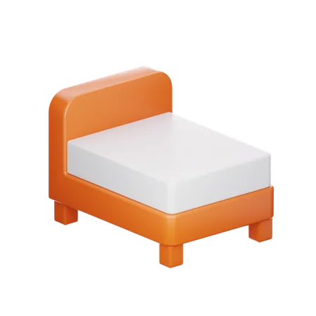 A Minimalist Single Bed With A Vibrant Orange Frame And A Pristine White Mattress 3 D Rendered 3D Icon