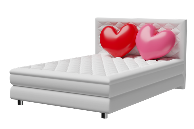 Bed with double pillows  3D Icon