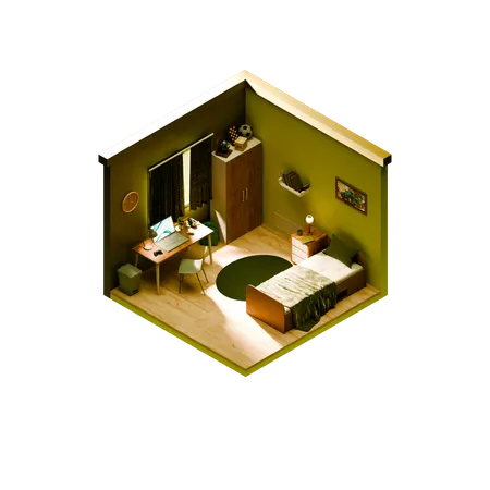 침실 인테리어  3D Icon