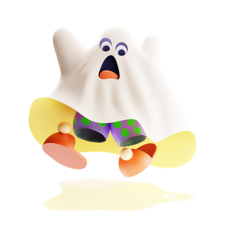 Bedsheet Ghost  3D Illustration