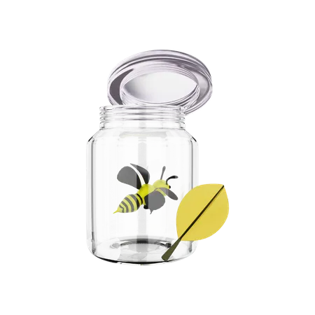 Bee In A Jar  3D Illustration