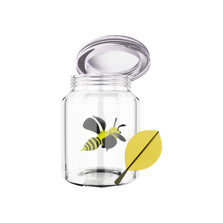 Bee In A Jar 3D Illustration