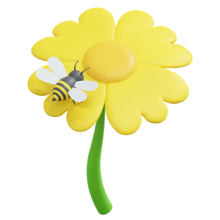 Bee On Sun Flower  3D Icon