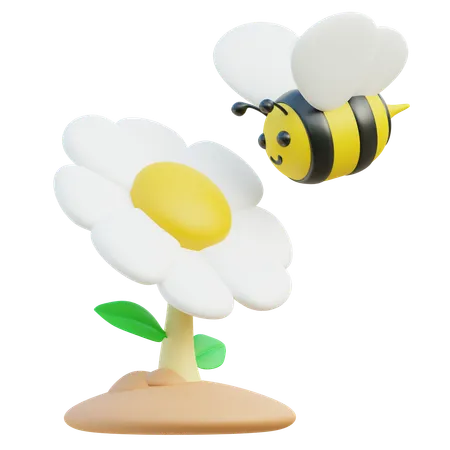Bee with Flower  3D Icon