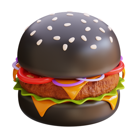 Beef black burger  3D Icon