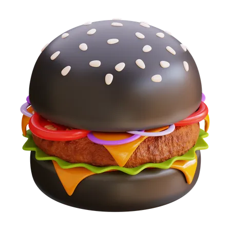 Beef black burger  3D Icon