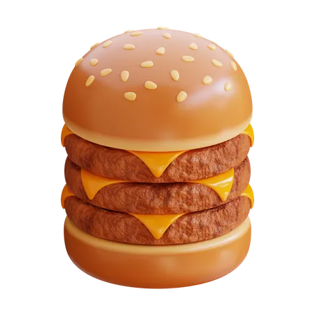 Beef triple cheese burger  3D Icon