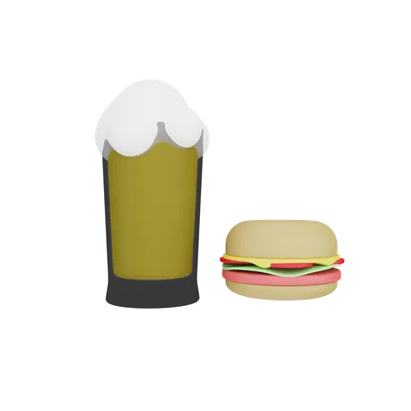 Beer And Burger  3D Icon