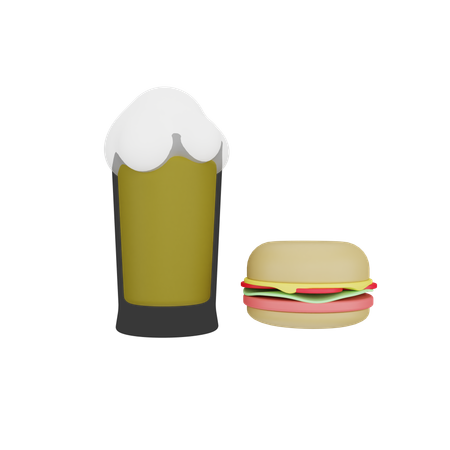 Beer And Burger  3D Icon