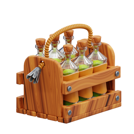 Beer Bottle And Beer Box  3D Icon