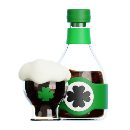 Beer Bottle and Glass Mug  3D Icon