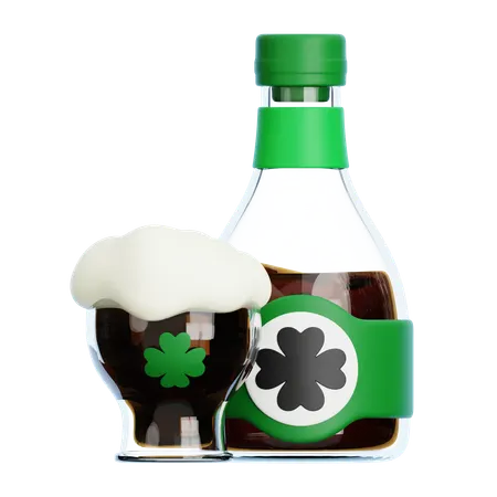Beer Bottle and Glass Mug  3D Icon