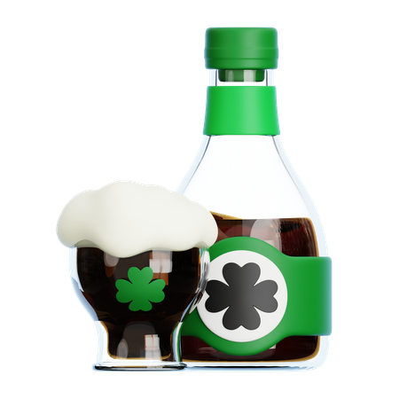 Beer Bottle and Glass Mug  3D Icon