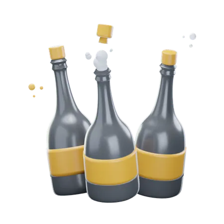 3 D Cartoon Beer Bottles Icon Isolated On Transparent Background 3 D Illustration 3D Icon