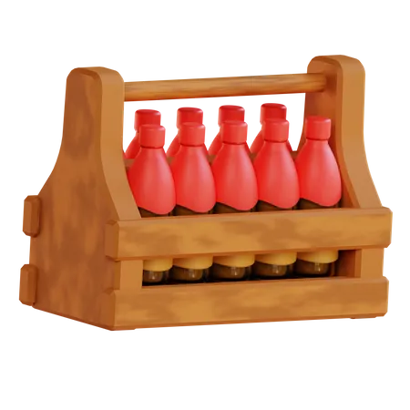 Wooden Box With Six Bottles Of Wine This Asset Is Perfect For Wine Tasting Events Promotional Campaigns For Wineries Or Creating Designs Related To Wine And Gourmet Products 3D Icon