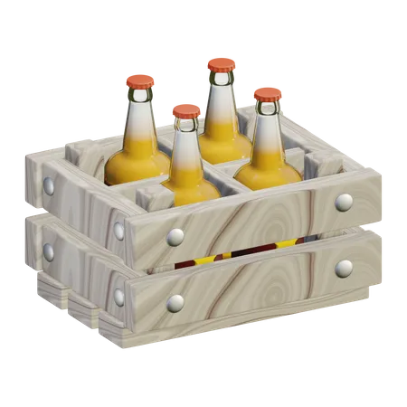 3 D Beer In Crate Illustration 3D Icon
