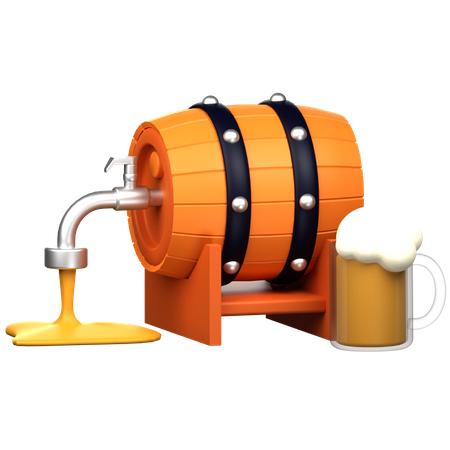 Beer Drum And Glass  3D Icon