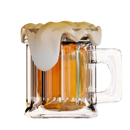 Glass Mug With A Large Yellow Liquid Inside Suitable For Designs Related To Beverages Particularly Hot Drinks Like Tea Or Coffee And For Showcasing Various Types Of Beverages In Advertising Or Promotional Materials 3D Icon