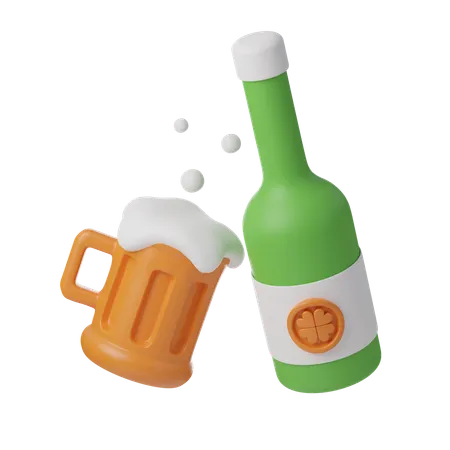 Beer Glass And Bottle  3D Icon