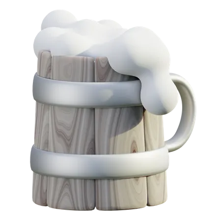 Beer In Wooden Mug  3D Icon