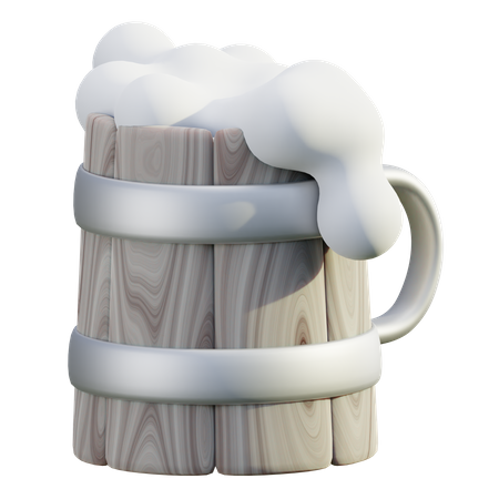 Beer In Wooden Mug  3D Icon