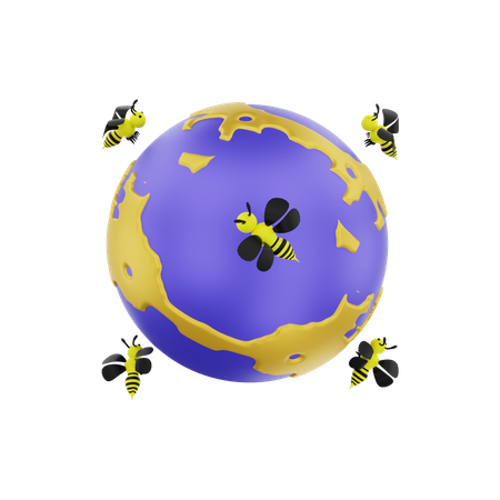 Bees Flying 3D Illustration