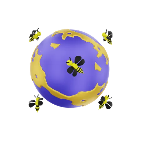 Bees Flying  3D Illustration