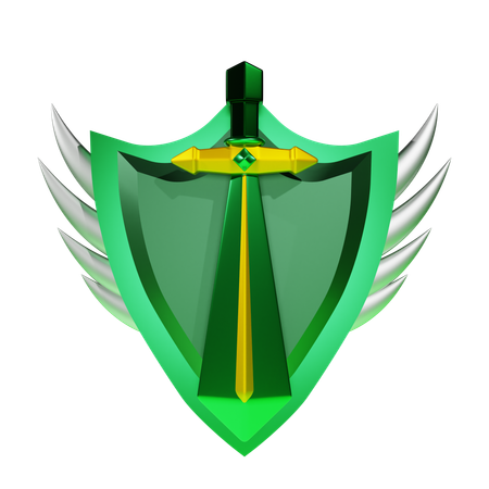 Beginner Rank With A Yellow Sword And Green Wings  3D Icon