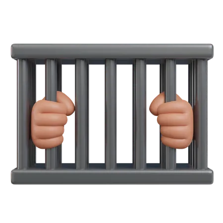 Hands Behind Bars Concept Of Imprisonment 3 D Icon Narcotics Illustration 3D Icon