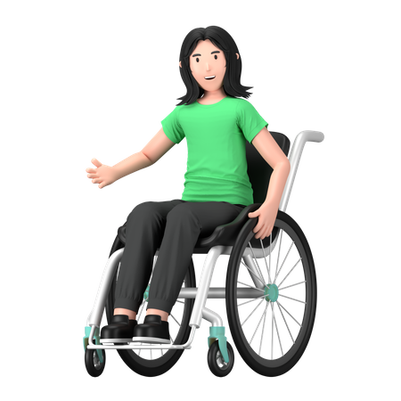 Behinderte Frau sitzt im Rollstuhl  3D Icon