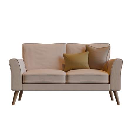 Beige Two Seater Sofa  3D Icon