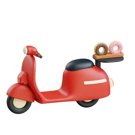 Livraison de beignets en scooter  3D Icon