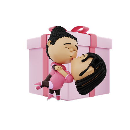 Menino e menina se beijando  3D Illustration