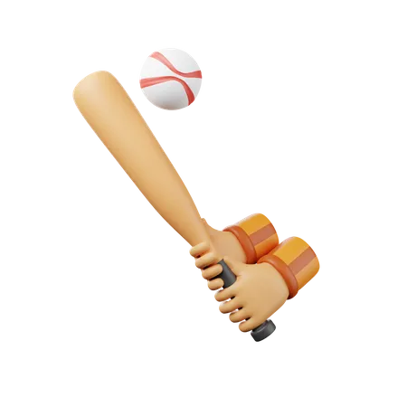 Béisbol con agarre de mano  3D Illustration