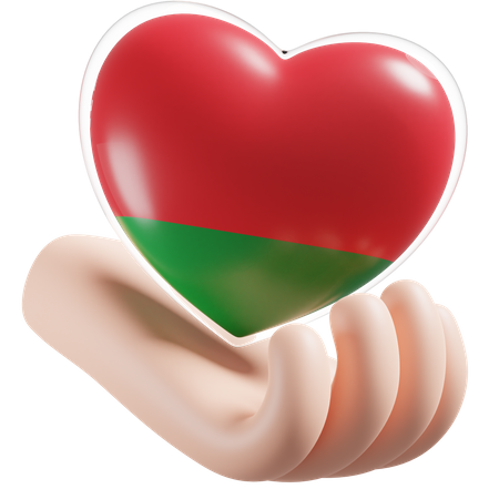 Belarus Flag Heart Hand Care  3D Icon