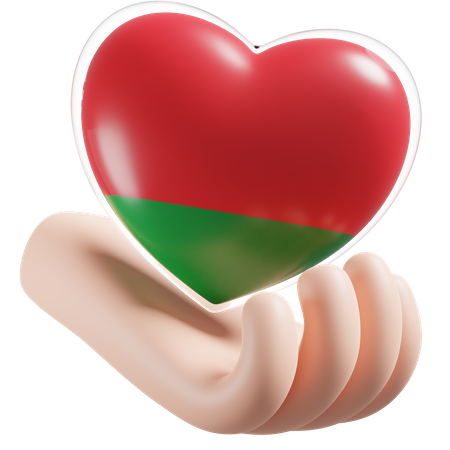 Belarus Flag Heart Hand Care 3D Icon