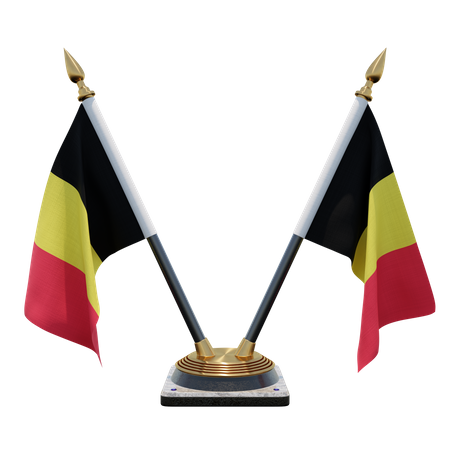 Belgien Doppelter (V) Tischflaggenständer  3D Icon