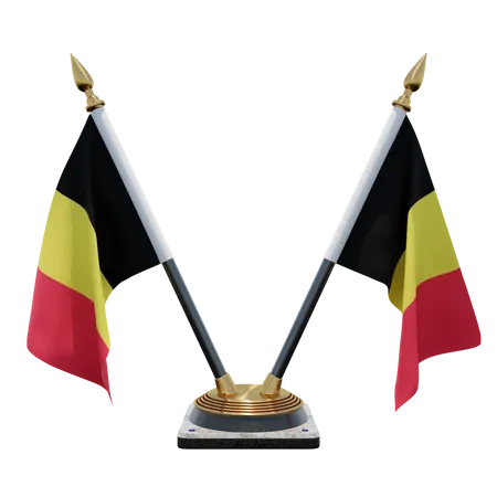 Belgien Doppelter (V) Tischflaggenständer  3D Icon