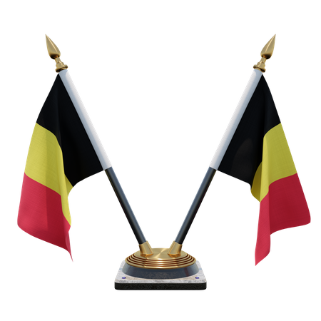 Belgischer Doppel-Tischflaggenständer  3D Flag