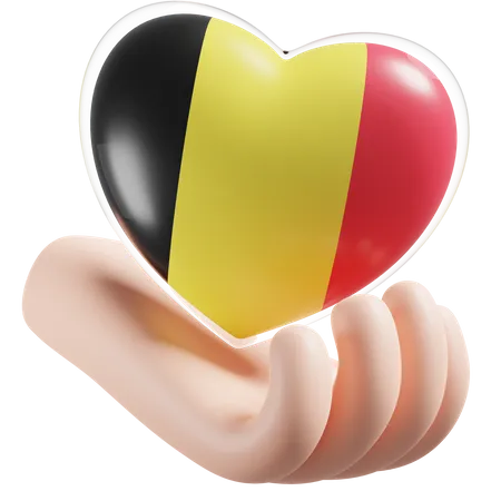 Belgien Flagge Herz Handpflege  3D Icon