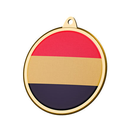 Belgium Flag Medal Badge  3D Icon