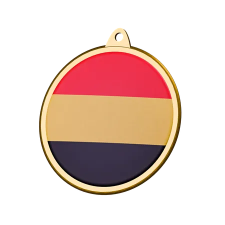 Belgium Flag Medal Badge  3D Icon