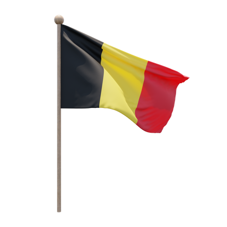 Belgium Flag Pole  3D Flag